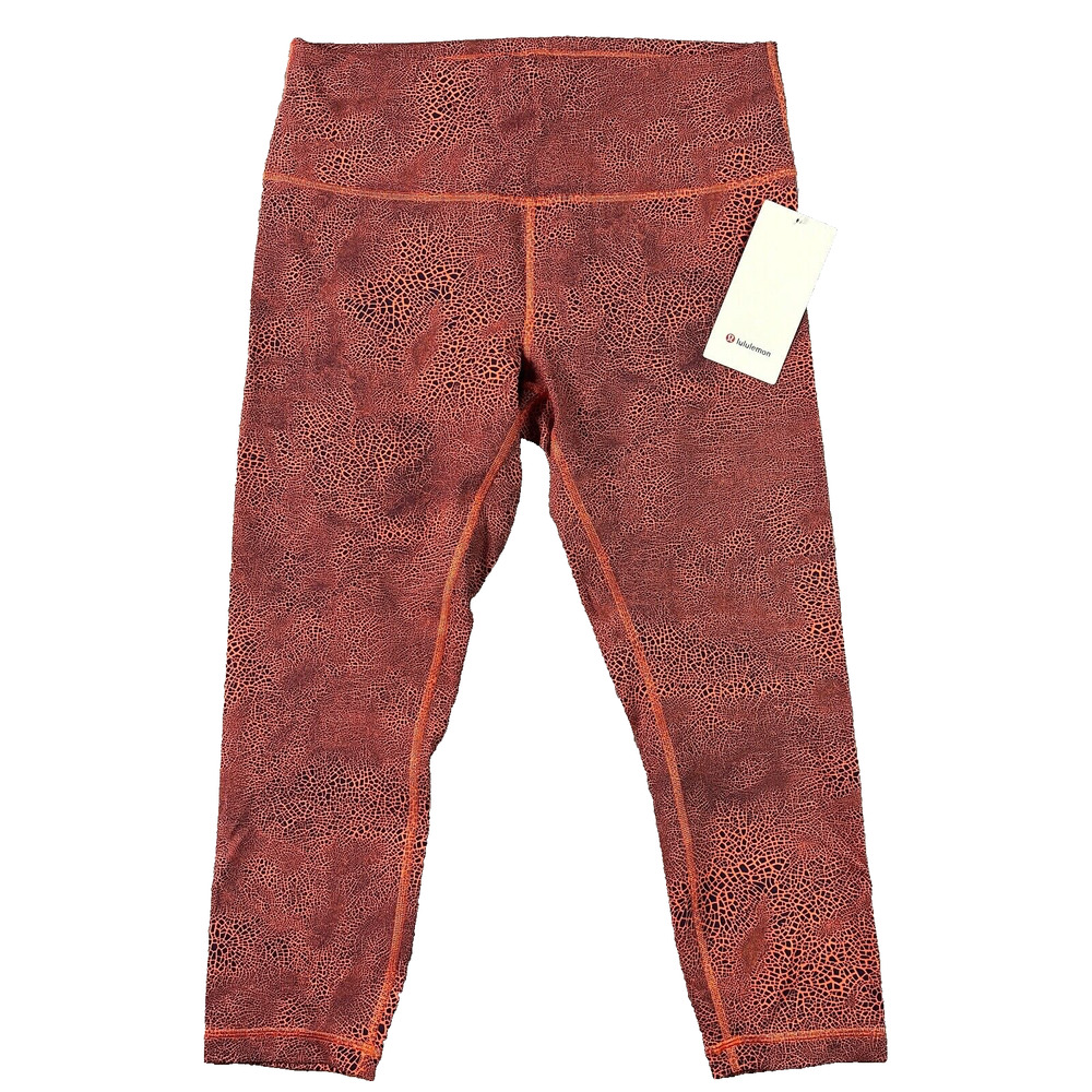 New Lululemon Size 14 Wunder Train HR Crop 23 Crackle Glaze Crackle Glaze Orange